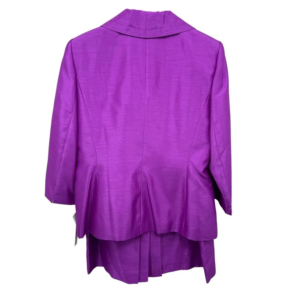 Preston & York 2 Pc Skirt Suit Set Women 14 Purple Passionfruit NWT Shawl Collar
